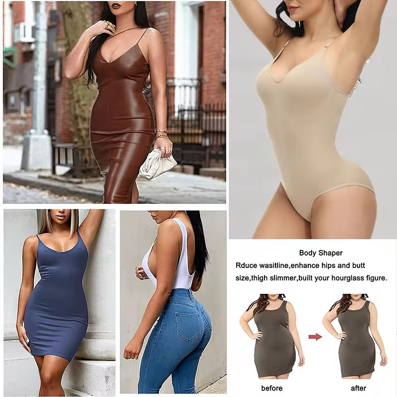 V Neck Bodysuit Tummy Control Body Shaper 